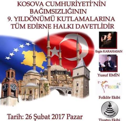 EDİRNE’DE KOSOVA’NIN BAĞIMSIZLIK YILDÖNÜMÜ KUTLANACAK