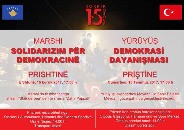 PRİŞTİNE VE PRİZREN’DE DEMOKRASİ DAYANIŞMASI ETKİNLİKLERİ DÜZENLENECEK