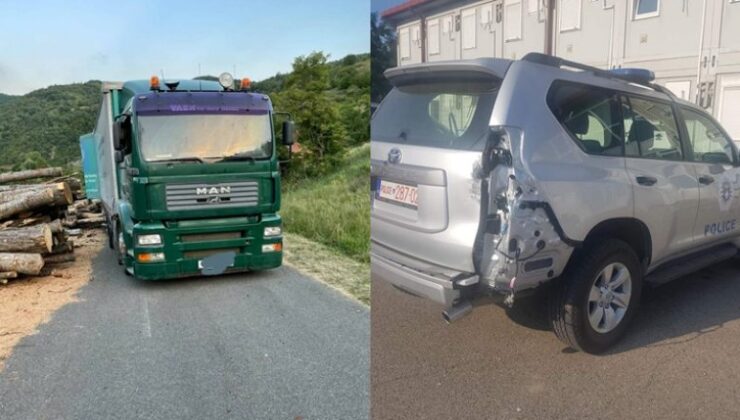 KAÇAK MAL TAŞIYAN TIR POLİS ARACINA ÇAPRTI, 5 POLİS YARALANDI