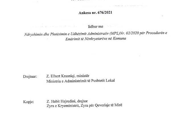 KOSOVA KAMU AVUKATI’NIN BELEDİYE BAŞKAN YARDIMCILIĞI SEÇİM USULÜ HAKKINDAKİ KARARI